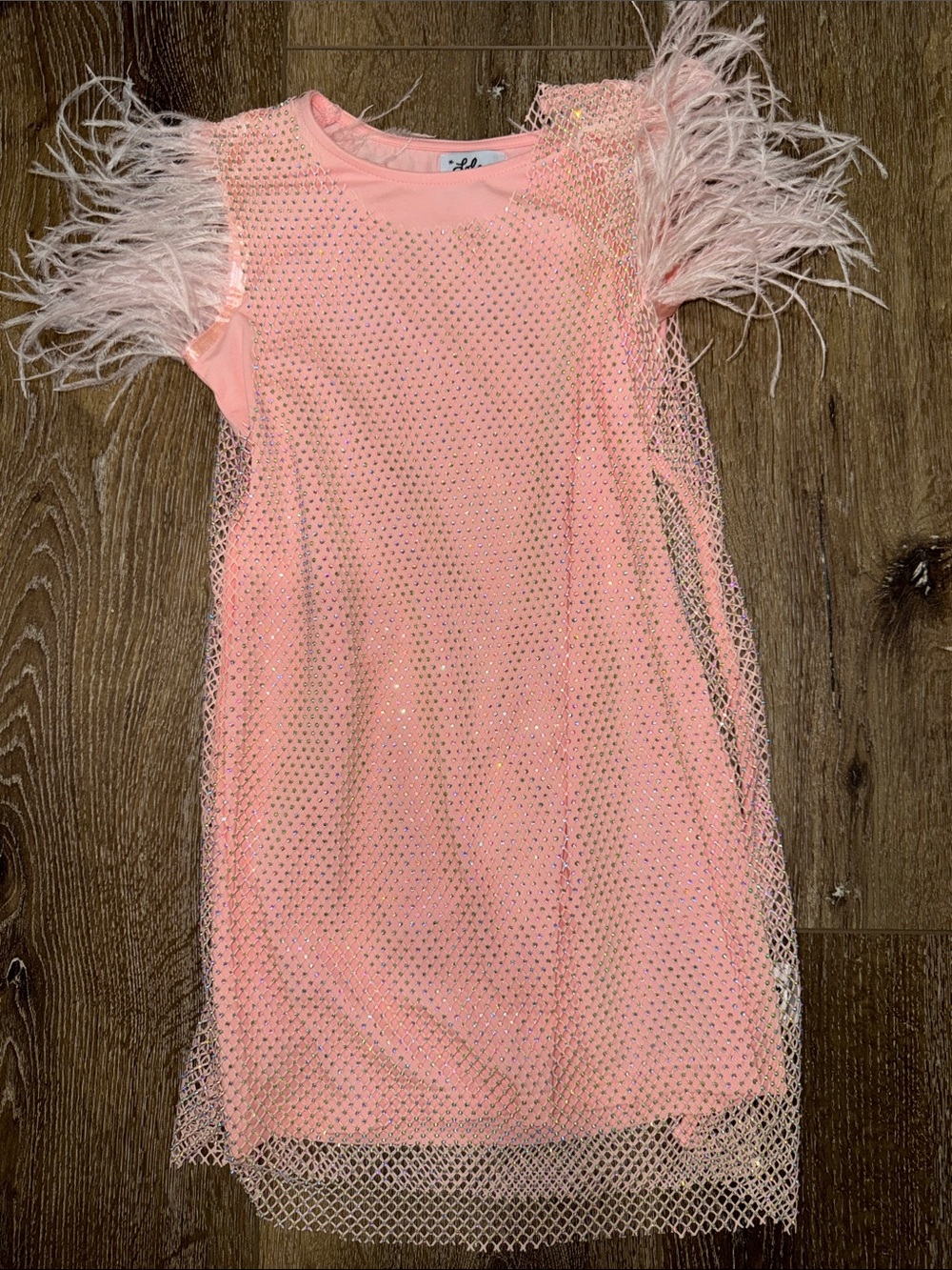 Lola and the Boys Crystal Shimmer Feather Dress - Size 6